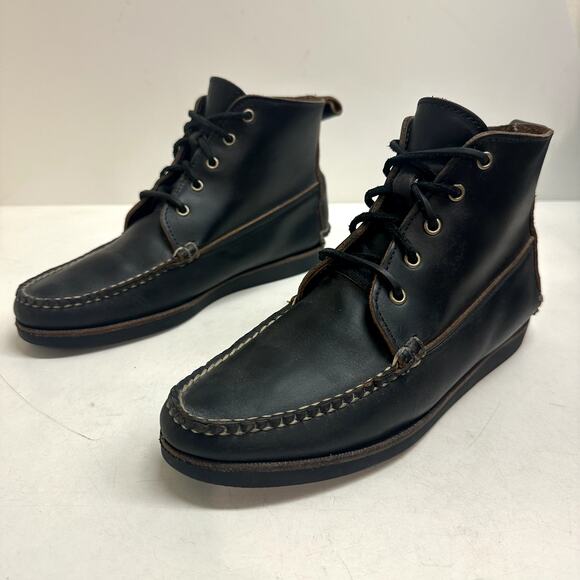 EUC Rancourt & Co x Club Monaco 5-Eyelet Mid Ranger Moc Boot Black Made in USA 7 main image 9